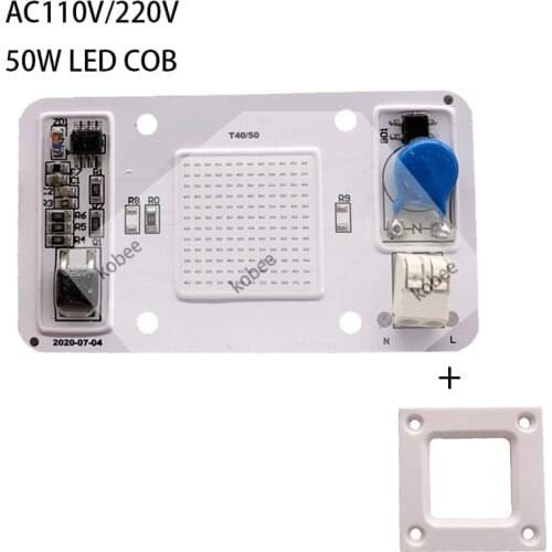 Driverless LED 50W COB Chip Bulbs AC110V 220V Integrated Smart IC Driver 395NM Cool White Red Green Blue Pink Full Spectrum