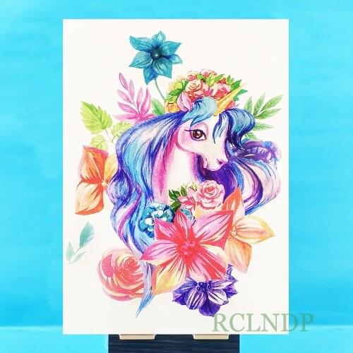 Waterproof Temporary Tattoo Sticker on body painting unicorn flowers tatto stickers flash tatoo fake tattoos for women girl