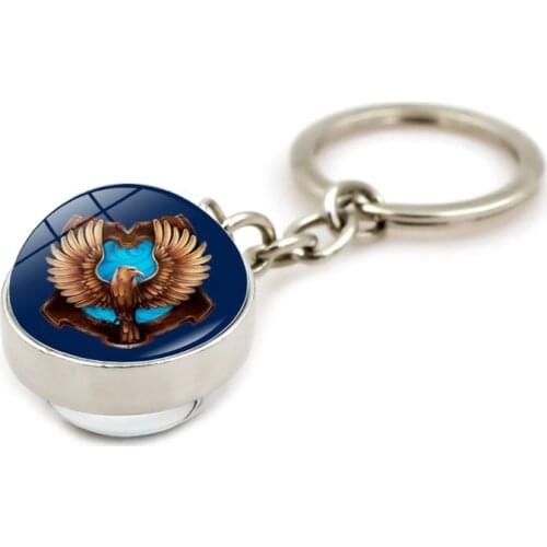 Harried Hogwarrts Magic Double-sided Glass Ball Potter Keychain Pendant Metal Keychain Toys for Children Birthday Gift