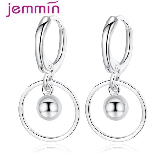 Brand CZ Fine Big Round Circle Drop Earrings For Women Brincos 925 Sterling Silver Elegant Easy Wear Piercing Jewelry