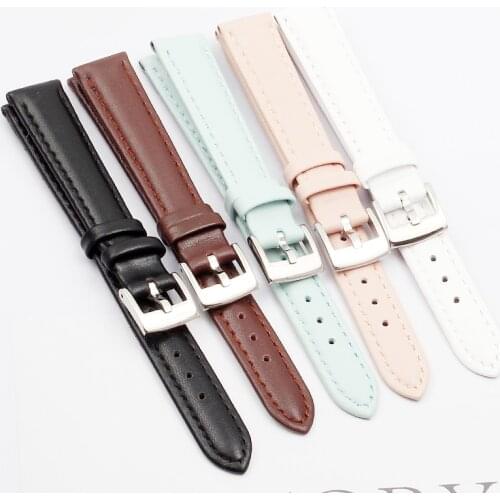 Lady women Watch 12mm 14mm 15mm 16mm 17mm 18mm 19mm 20mm rose gold real leather strap, watch band pink, blue and Gray fit fossil