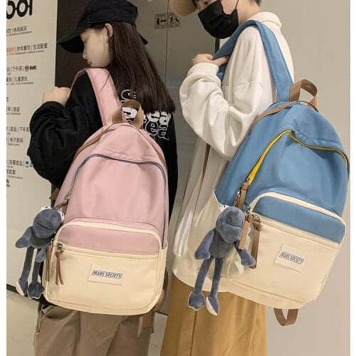 Panelled Color Minimalist Ladies Backpack Unisex Casual Large Capacity Women Shoulder Bags High Quality Laptop School Backpacks