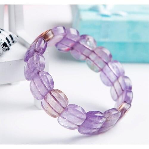 Natural Quartz Crystal Rectangle Beads Woman Stretch Charm Bracelet AAA Free Shipping