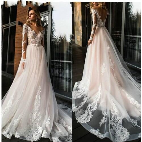 Elegant Lace Wedding Dress Vestidos De Novia 2021 Simple A Line Bride Dress V Neck Sexy Romantic Floor Length Wedding Dresses