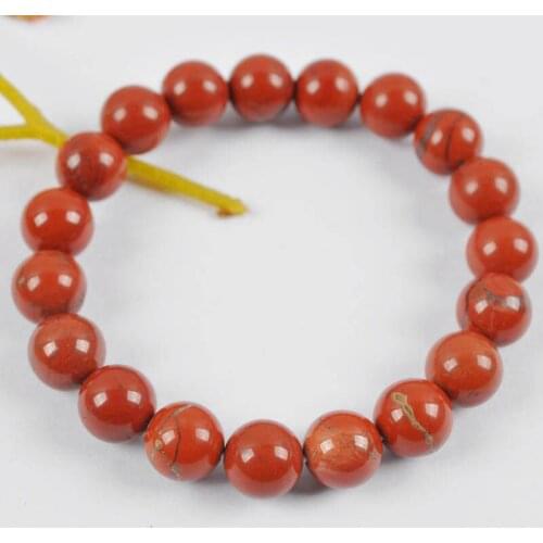 10MM Red Stone Round Beads Bracelet Bangle Stretch Jewelry 8 Inch G243