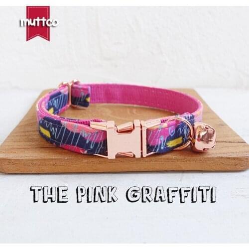 10pcs/lot MUTTCO retail with rose gold high quality metal buckle collar for cat THE PINK GRAFFITI design 2 sizes UCC063M