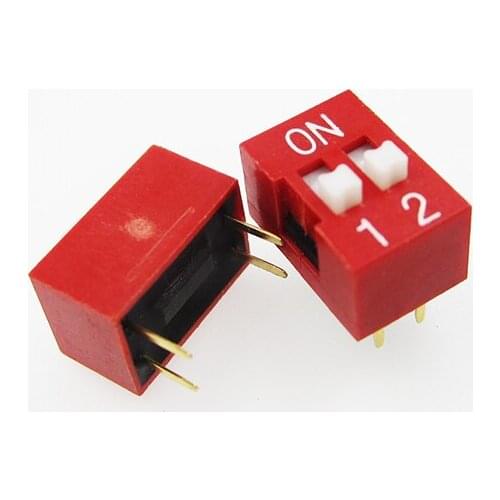 100pcs 2P 2 Position DIP Switch 2.54mm Pitch 2 Row 4 Pin DIP Switch