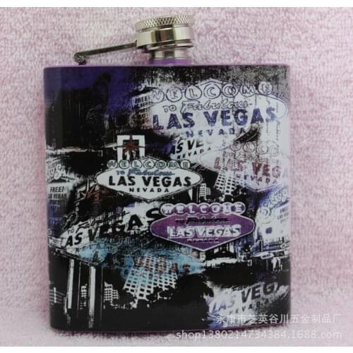 100pcs/lot Free Shipping Portable Stainless Steel 7oz JD Hip Flasks Drinkware Russian Painting Shot Gun Flask