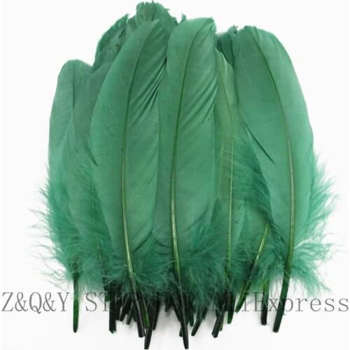 50-200 Natural 15-20CM Goose Feather Stained Dark Green DIY Costume Craft Feather