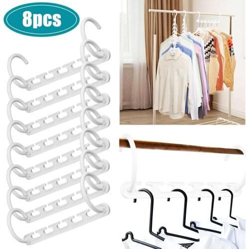 8 Pack Practical Hanger Hook Space Saver Wonder Closet Organizer Hanger Windproof Clothes Coat Hanger Wardrobe Organizers