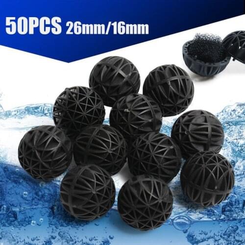 50Pcs/lot 16/26mm Aquarium Filter Bio Balls Portable Wet Dry Cotton For Air Pump Canister Clean Fish Tank Pond Reefs Sponge