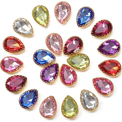 50pcs 14x19mm Drop Shape Crystal Rhinestone Cabochon Beads Bezel Patch For DIY Jewelry Making Accessory Handmade Crafts Material