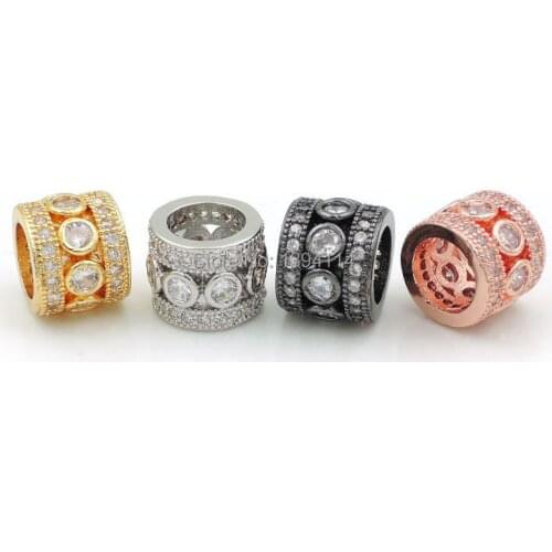 8*10*10mm Micro Pave Clear CZ Cylinder Of Bezel Setting Beads Fit For Making DIY Bracelets Or Necklaces Jewelry