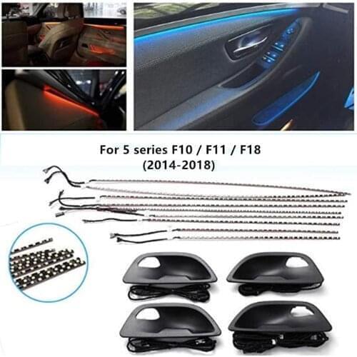 Car Interior Decorative LED Ambient 4 Doors Bowls Light Stripes Atmosphere Dual 2 Colors For BMW 5 Series F10 F11 F18 2014-2018