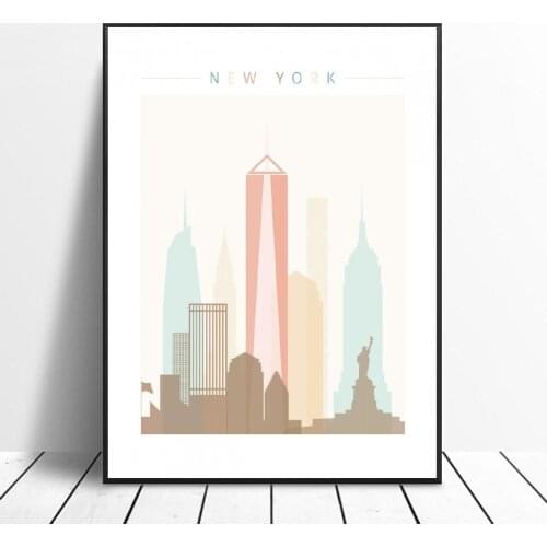 New York Skyline Canvas Print Wall Art Poster Picture Modern Minimalist Bedroom Living Room Decoration No Frame