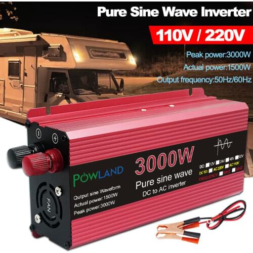 Pure Sine Wave Inverter DC 12V 24V To AC 110V 220V Voltage 1000W 1600W 2200W 3000W Transformer Power Converter Solar Car Inverte