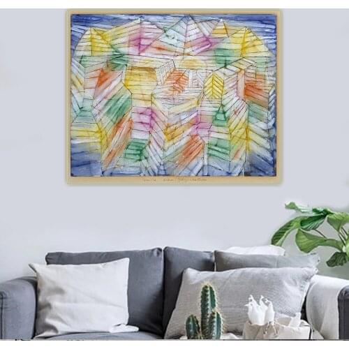 Paul Klee "Theater Mountain Construction"Canvas Oil Painting Western Art Decor Poster Wall Aesthetic Backdrop Home Decoration