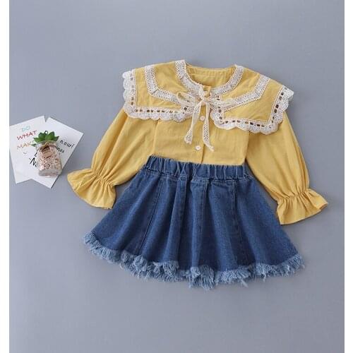 3-7 years high quality spring girl clothing set 2020 new fashion casual solid shirt + skirt kid children girls clothing