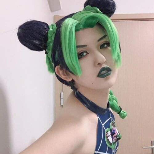 Cosplay Hairwear Jolyne Cujoh Kujo Green Braids Synthetic Hair