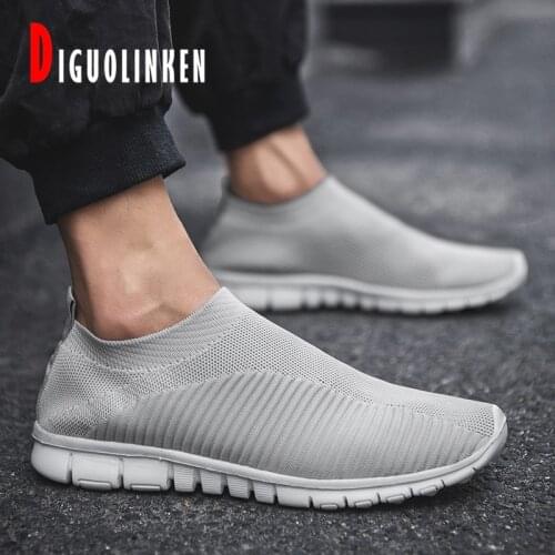 Big Size 47 Men Sneakers Summer Mesh Shoes Men Lightweight Breathable Mens Casual Shoes Slip-On Footwear Gray Unisex Fashion