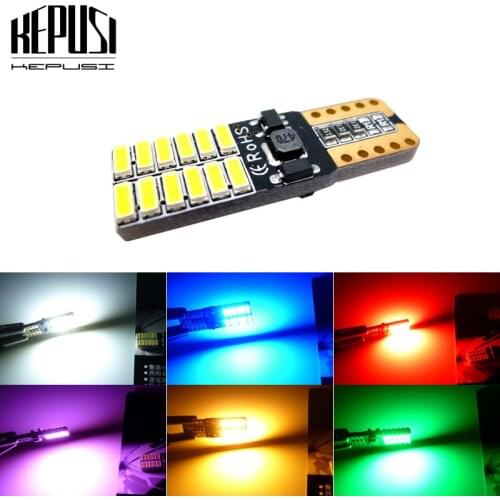Canbus Error Free T10 bulbs with 4014 SMD 24 led No polarity Interior Light 194 168 W5W LAMP white NO OBC ERROR Amber Red