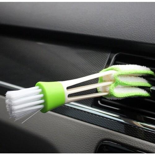 Liplasting 1pcs Long Durable 2 In 1 Double Slider Car Air-conditioner Outlet Cleaning Tool