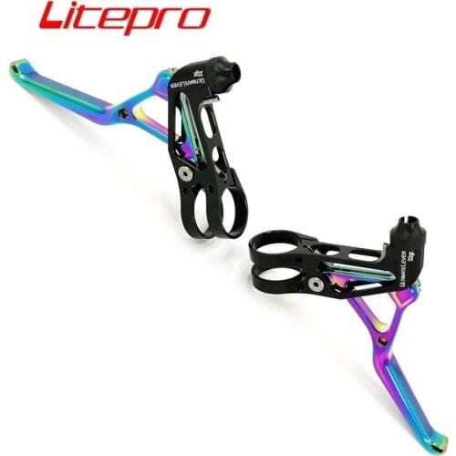 Litepro Ultralight Hollow Brake Lever Titanium Plating CNC Alloy Brake Levers V Brake C Type Caliper MTB Road Folding Bike