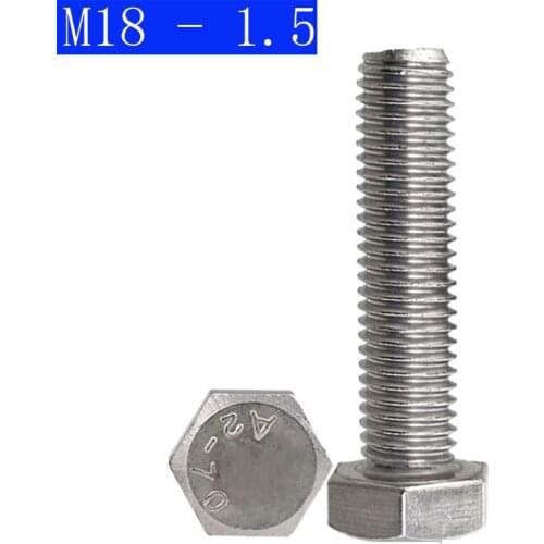 M18 - 1.5 ( 18mm ) Fine Thread 304 Stainless Steel Hex Cap Bolt / Screw DIN 933 Tap A2 - 70