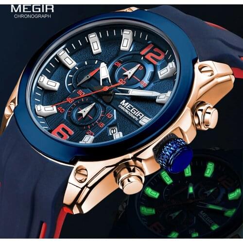 Megir Mens Chronograph Quartz Watches Luxury Waterproof Wristwatch Top Brand Military Sport Watch Men Relogios Masculino 2063