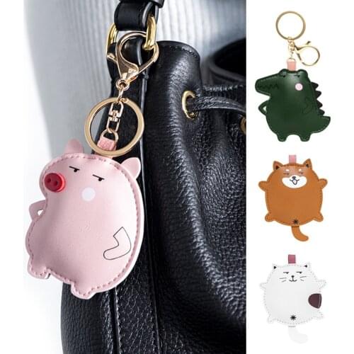 Kawaii Fun Cartoon Cat And Dog Animal Series PU Leather Car Keychain Personality Cute Bag Pendant Creative Lovers Gift Jewelry