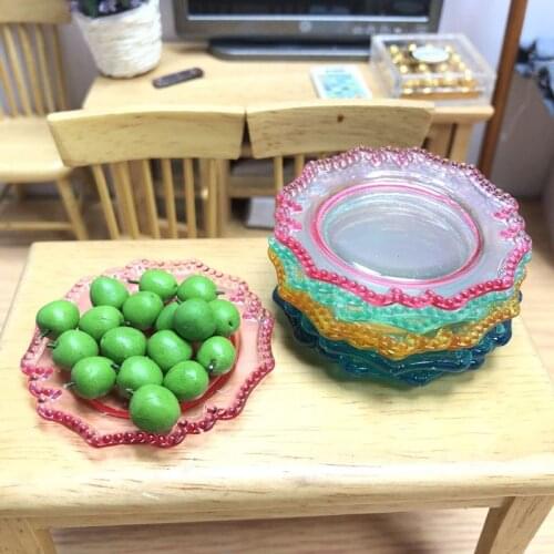 5PCS/Lot 1/12 Scale Miniature Dollhouse Saucer Mini Plate Table Ware for Doll House Decoration Kitchen Play Toys Accessories