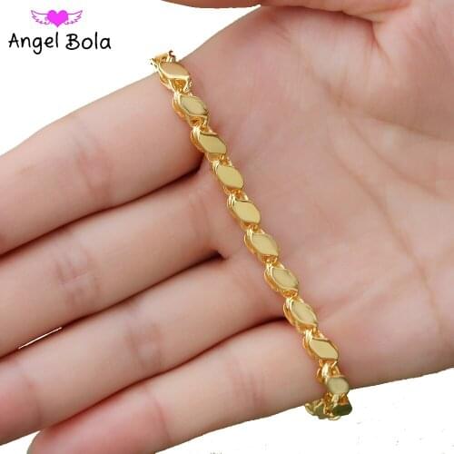 Muslim Hot Selling 6mm/4mm Wide Female Fashion Charm Jewelry High Quality Retro Simple Golden Diamond Bracelet Without Fading