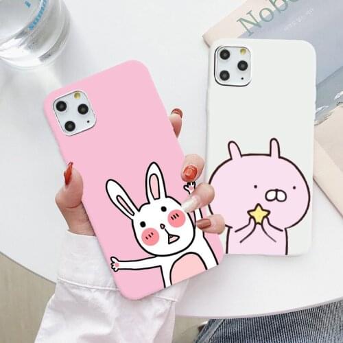 Lovely bad rabbit phone Case For iPhone 11 12 Pro XS MAX XR X 7 8 6Plus SE 2021 Candy Soft Silicone Phone Cover Bag