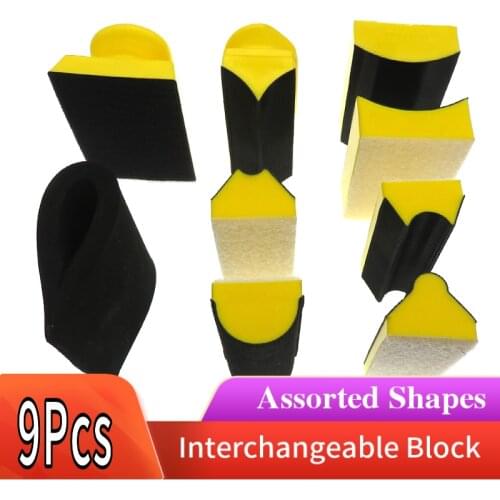 9PC Set Sanding Pad Shaped Hand Sanding Block Base Sanding Disc Grinding Sponge For Hook & Loop Sandpaper Abrasive Tools