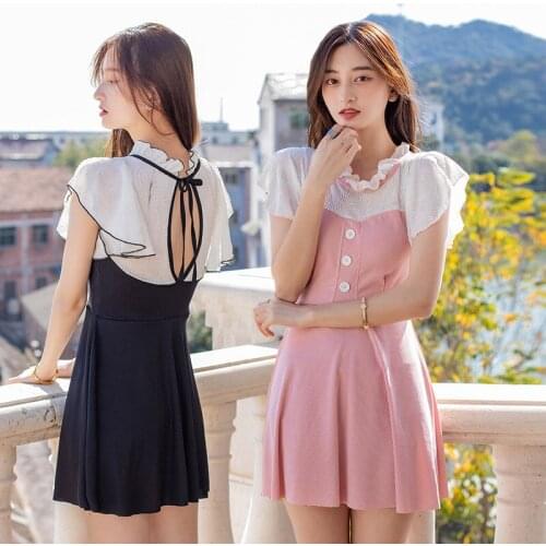 2021 New Korean Style Sexy One Piece Swimwear Women Monokini Bathing Suits Bodysuit Swimsuit Beach Swimming Suit Swimskirt