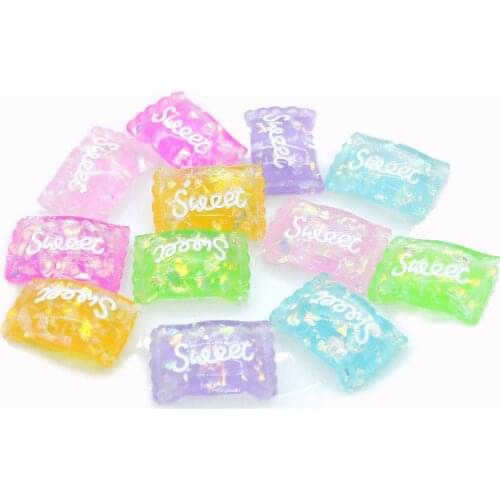 Wholesale Glitter Sweet Candy Flatback Resin Cabochons Simulation Food Cabochons For DIY Craft