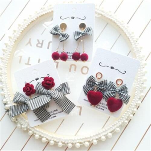 Autumn And Winter Original Hand-Made Hypoallergenic Earrings Lucky Red Flocking Series Earrings Sweet And Lovely Earrings