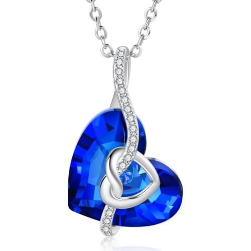 Double Heart Shaped Necklaces Pendant Double Womens Neck Chain Choker Crysta Necklaces Fashion Wedding Jewelry for Women 2021