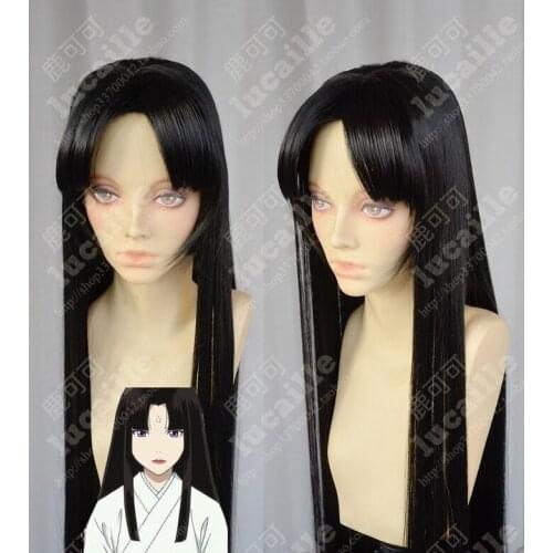 Anime Noragami Tsuyu Cosplay Wig 100cm Long Black Straight Heat Resistant Synthetic Hair Wigs + Wig Cap