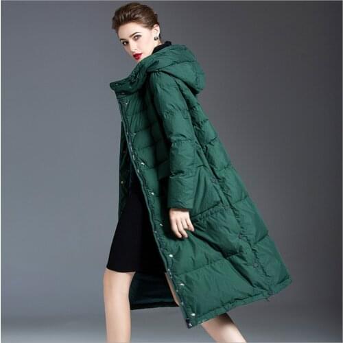 High Quality Thicken Warm Hooded Long Parka 90% White Duck Down Jacket For Winter Women Loose Down Coat Puffer Jackets Outwear