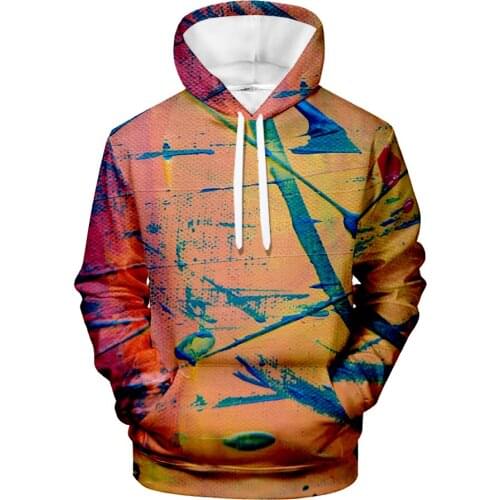 Paint Splash Series Printed Mens And Womens Casual Plus Velvet Hooded