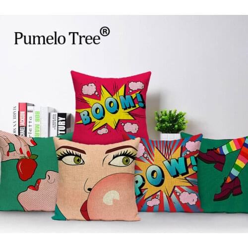 Hand Printed plush funny cute travel pillow comics sexy lips women boom Pillow Covering Decorative Throw Pillows sofa Cushion