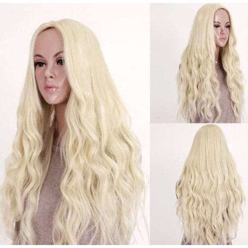 Long Ombre Light Golden High Density Temperature Synthetic Wig For Women Glueless Wavy Cosplay Hair Wig