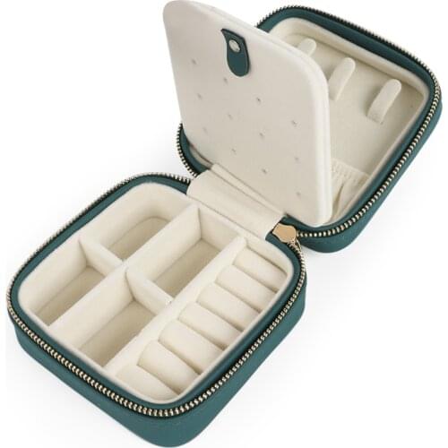 Mini Square Jewelry Box WOmen Travel Portable PU Leather Jewel Displayer Box RIngs Necklace Makeup Organizer Box Ladies Birthday