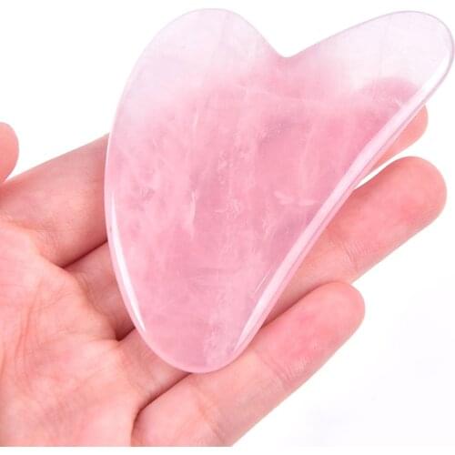 Natural Rose Quartz Jade Natural Face Jade Guasha Board Natural Stone Scraper Tools For Face Neck Back Body Pressure Therapy