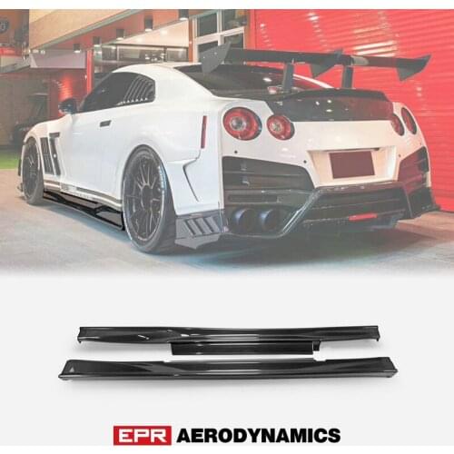 Car-styling For R35 GTR 08-17 TopS 17 Style Side Skirt Carbon Fiber Glossy Fibre Body Kit Racing Drift Accessories Trim