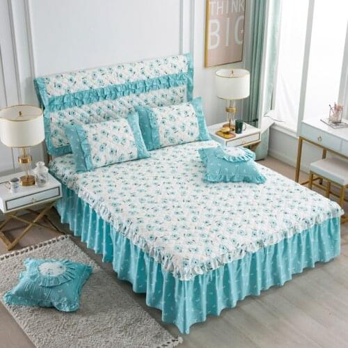 100% cotton Quilting Korean style Bed Skirt 1.2m/1.5m/1.8m/2.0m size Bedspread Bed Sheet Bed Cover Pillowcase Bedding Set