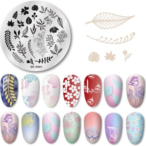 MEET ACROSS Natural Plants Nail Stamping Plates Flowers Patterns Nail Art Image Stamp Templates Stencil Accessories Tools
