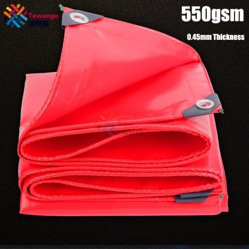 Tewango Heavy Duty Red Canvas 550GSM Poly Tent Canopy Cover Camping Ground Sheet UV Screen Rain Tarpaulin 100% Waterproof
