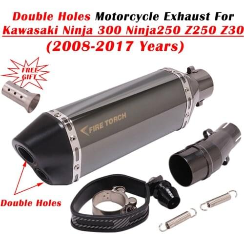 For Kawasaki Z250 Z300 Ninja250 ninja 250 300 Motorcycle Exhaust Pipe Escape System Modify Mid Link Pipe Double Holes Muffler
